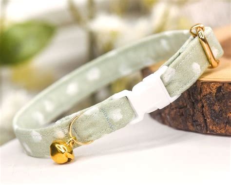 green kitten collar|sage green cat collars.